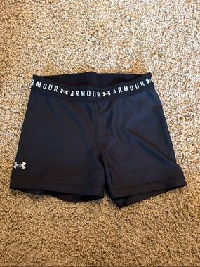 Under Armour Black Women's Athletic Compression Shorts with Branded Waistband
